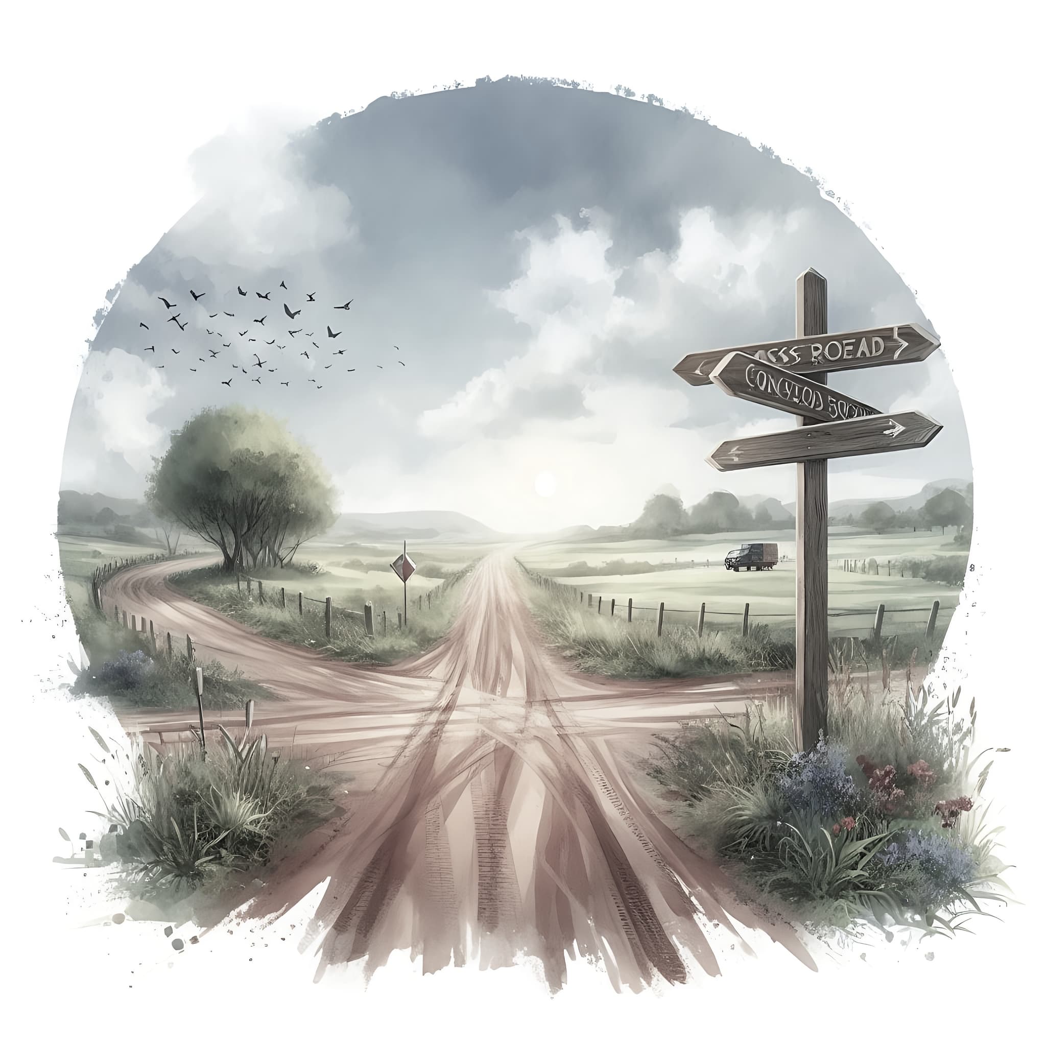 Career crossroads representing choice in medical careers